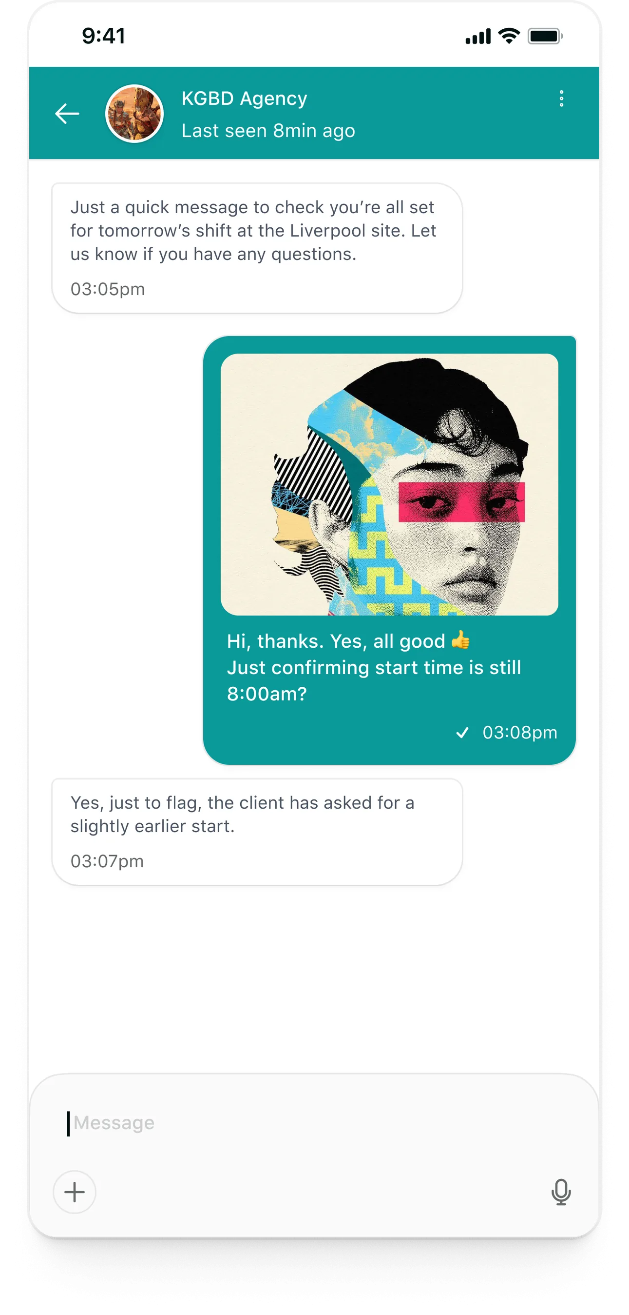 Tempo candidate app: Photos with captions in chat